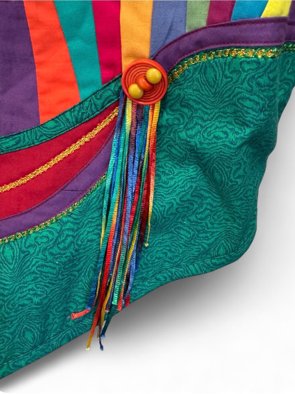 Colorful Patchwork Open-Front Vest — Multicolor - Picture 3 of 7